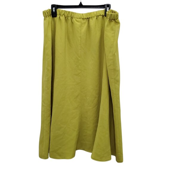 Allison Woods Woman's Vintage Chartreuse Elastic Pull On A-Line Skirt Plus 26W - Picture 3 of 4